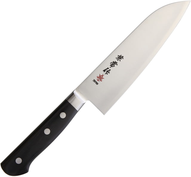 Kanetsune Santoku Knife 6.75" blue steel blade Black smooth wood handle - Kanetsune