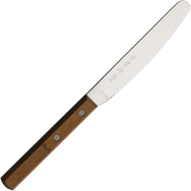 Kanetsune Spread Knife Kitchen Knives 8.75in Overall 4.5in Satin Serrated Aus-8 SS Blade Kebony Maple Handle - Kanetsune