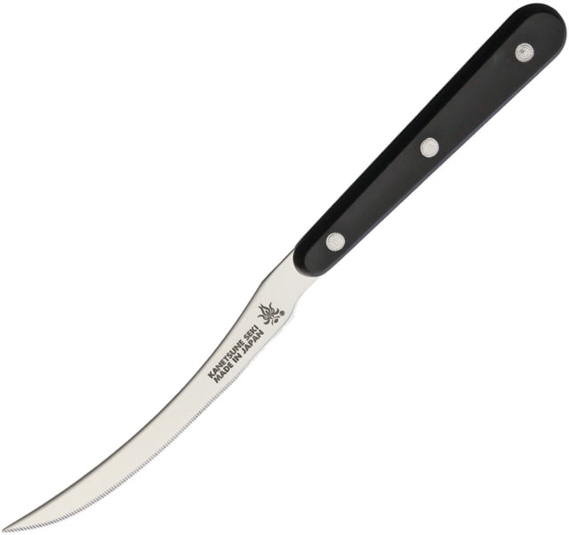 Kanetsune Tomato Slicer Kitchen Knives 8in Overall 4.13in Mirror Serrated 420J2 SS Blade Black Resin Handle Black - Kanetsune