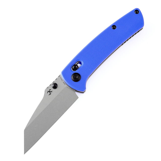 Kansept Knives Main Street Blue G10 Folding Knife 4.5in Closed 3.5in Stonewash 154CM Stainless Steel Blade Blue G10 Handle Black Nylon Pouch - Kansept Knives