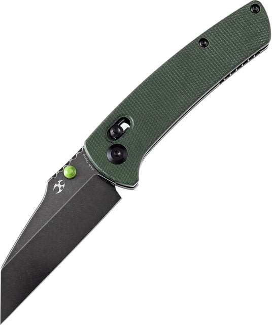 Kansept Knives Main Street Green Canvas Micarta Folding Knife 4.5in Closed 3.5in Black Stonewash 154CM Stainless Steel Blade Green Canvas Micarta