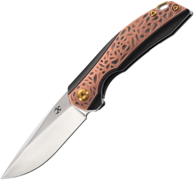 Kansept Knives Mini Accipiter Framelock Folding Knife 2.75" satin finish S35VN stainless blade Black titanium handle with Black hand rubbed coppe