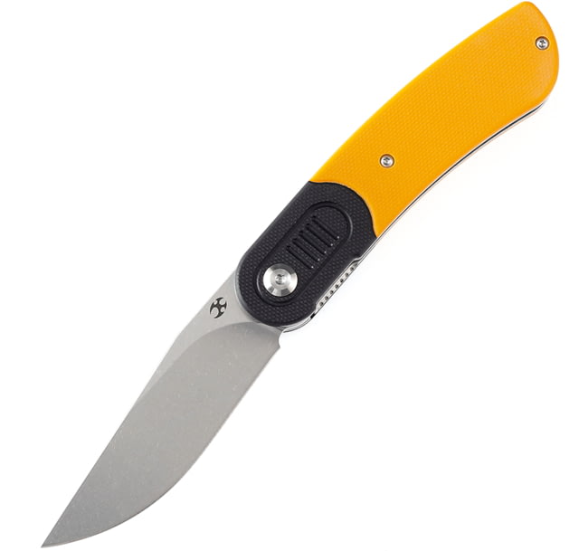 Kansept Knives Reverie Yellow G10 Folding Knife 4in Closed 3in Stonewash 154CM SS Blade Black/Yellow G10 Handle Black Nylon Pouch