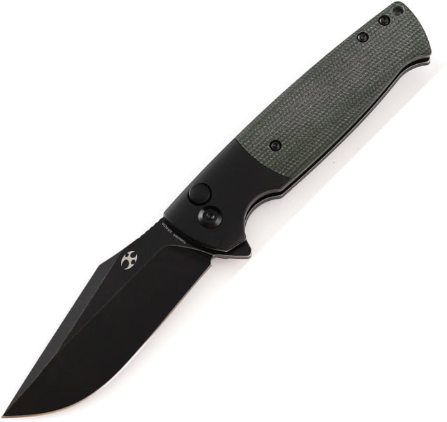 Kansept Knives Shikari SBL 154CM Green Folding Knife 4.38in Closed 3.38in Black Stonewash 154CM SS Blade Black Aluminum Handle w/ Green Micarta Inlay - Kansept Knives