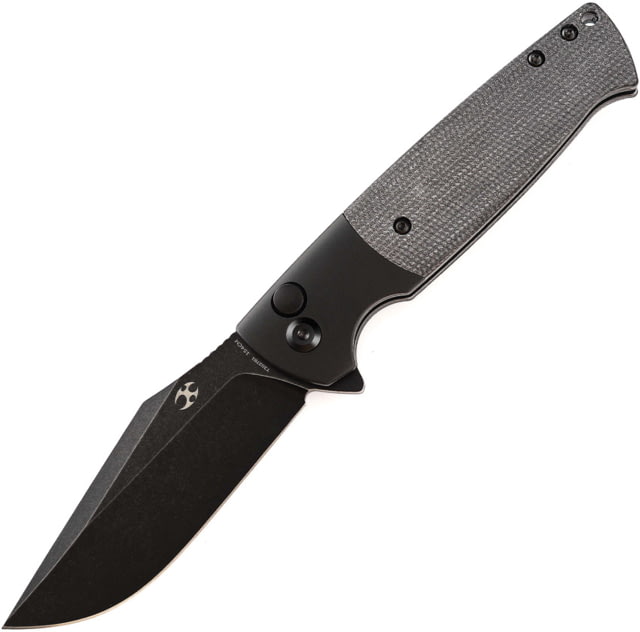 Kansept Knives Shikari SBL Folding Knife 4.38in Closed 3.38in Black Stonewash 154CM Stainless Steel Blade Black Aluminum Handle w/ Black Micarta Inlay - Kansept Knives