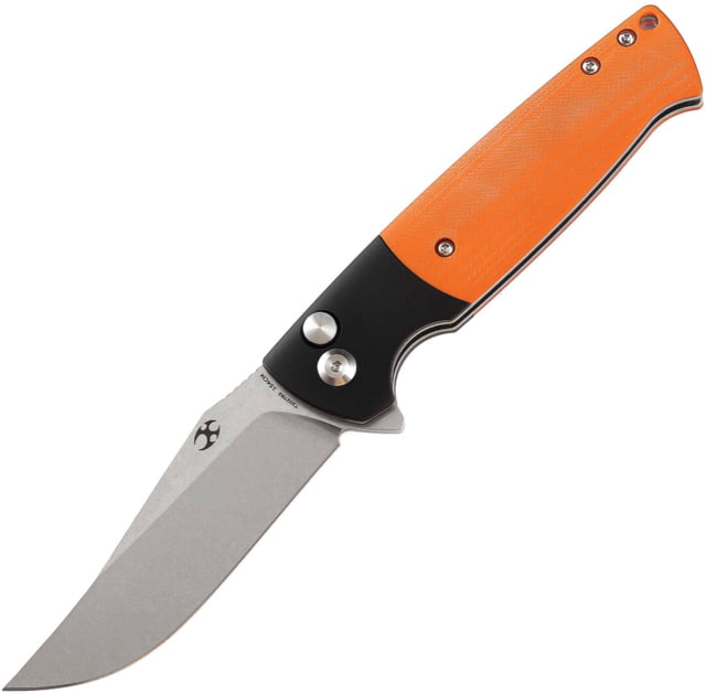 Kansept Knives Shikari SBL 154CM Orange Folding Knife 4.38in Closed 3.38in Stonewash 154CM SS Blade Black Aluminum Handle w/ Orange G10 Inlay Black - Kansept Knives