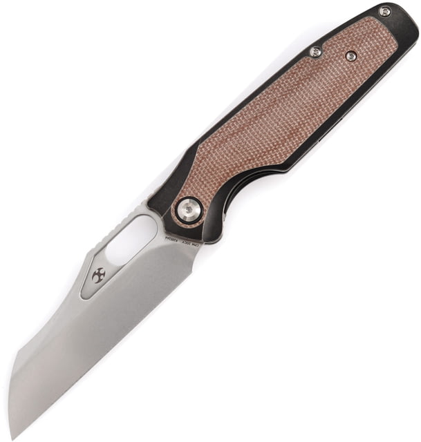 Kansept Knives Tuckamore Micarta Folding Knife 4.5in Closed 3.5in Satin CPM-20CV SS Blade Black Stonewash Titanium Handle w/ Brown Micarta Inlay Black - Kansept Knives