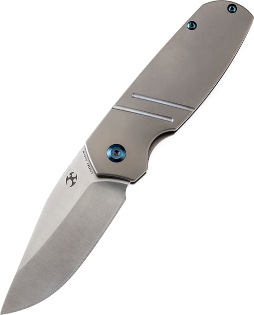 Kansept Knives Turaco Bronze Folding Knife 3.88in Closed 2.88in Satin CPM S35VN SS Blade Bronze Anodized Titanium Handle Black Nylon Pouch