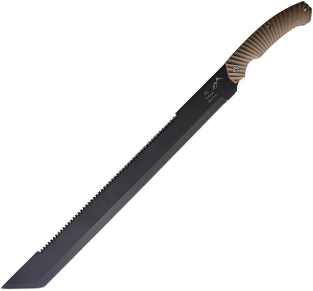 Katz Sawtooth Machete Knife 20" black finish sawback stainless tanto blade Tan rubberized synthetic handle MCH TS - Katz