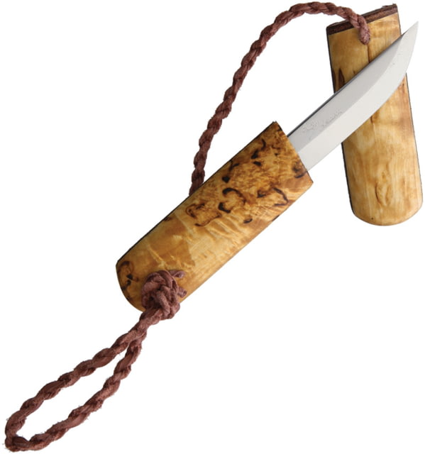 Kellam Pocket Fixed Blade Birch Knife 2" satin finish stainless blade Curly Birch handle - Kellam