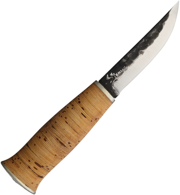 Kellam Wildwood Fixed Blade Knife 3.75" hammered finish carbon steel blade Stacked birch bark handle - Kellam