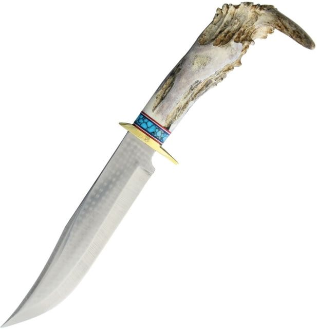 Ken Richardson Knives 8in Bowie Knife 14in Overall 8in 1085Hc Steel Clip Point Blade Shed Deer Or Elk Antler Handle Brown Leather Sheath  8in - Ken Richardson Knives