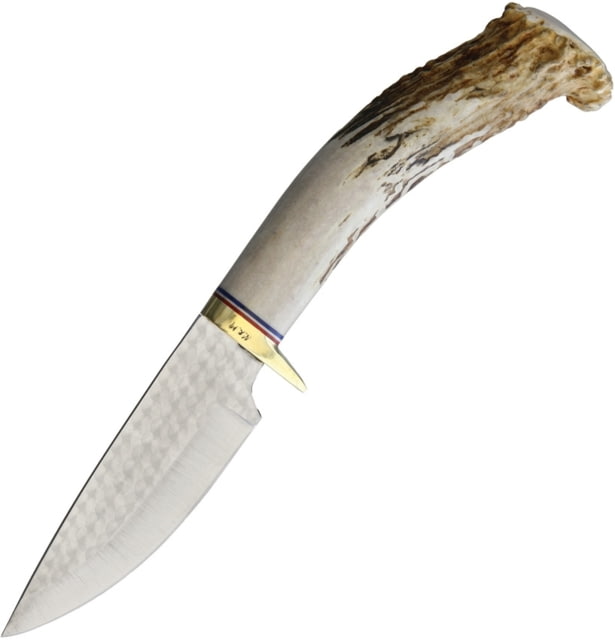 Ken Richardson Knives Drop Point Hunter Knife 9in Overall 4in 1085Hc Steel Blade Brass Guard Shed Deer Or Elk Antler  4in HUNT W/ SCRIM - Ken Richardson Knives