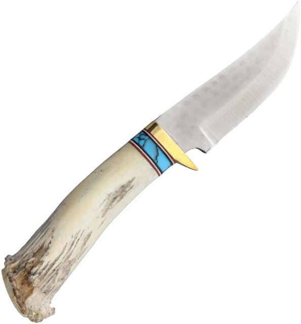 Ken Richardson Knives Fixed Blade Hunter Turquoise Fixed Blade Knife 4in Standard Edge Horn Handle - Ken Richardson Knives