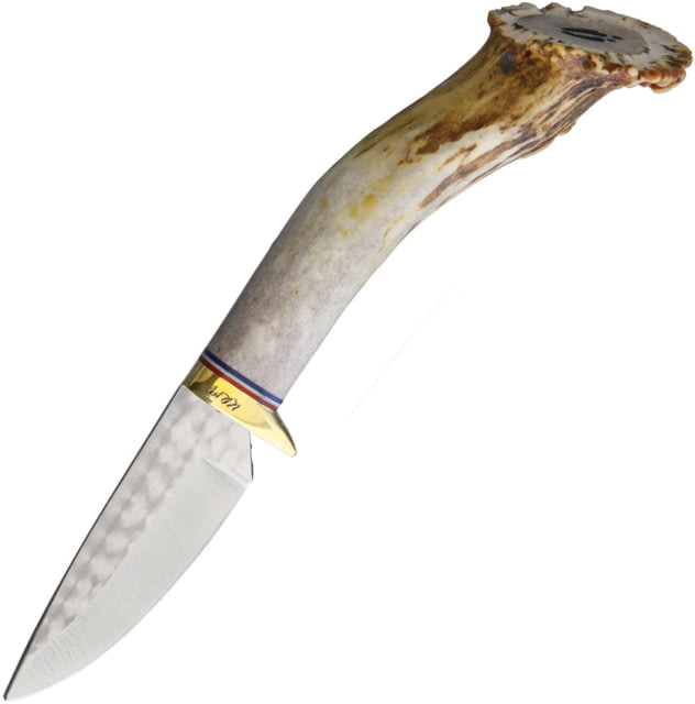 Ken Richardson Knives Small Drop Point Hunter Knife 3" 1085HC steel blade Shed deer or elk antler handle