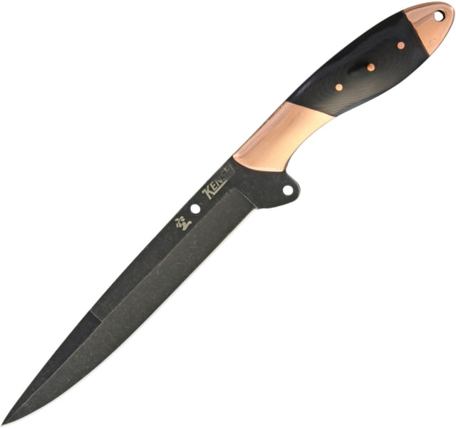 Kensei Fighter Knife 11.75in Overall 6.75in Black Stonewash SS Blade Black Canvas Micarta Handle Copper Bolster Black Nylon Sheath - Kensei