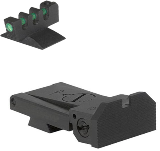 Kensight Bomar BMCS Adjustable Beveled Blade Fiber Optic Sight 1911 Rear/Front Black - Kensight