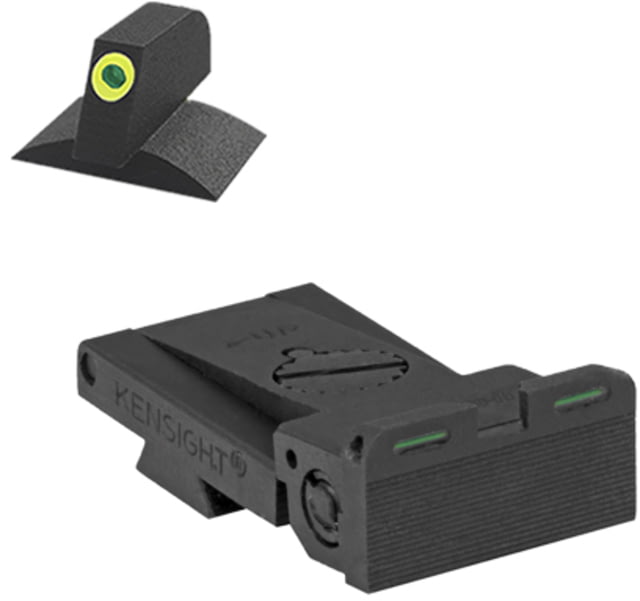 Kensight Bomar BMCS Beveled Blade Adjustable Target 1911 Rear Night Sight Set Green - Kensight