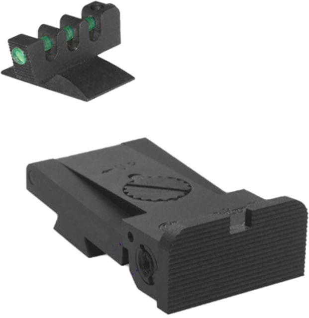 Kensight Bomar BMCS Adjustable Rounded Serrated Blade Fiber Optic Sight 1911 Rear/Front Black - Kensight
