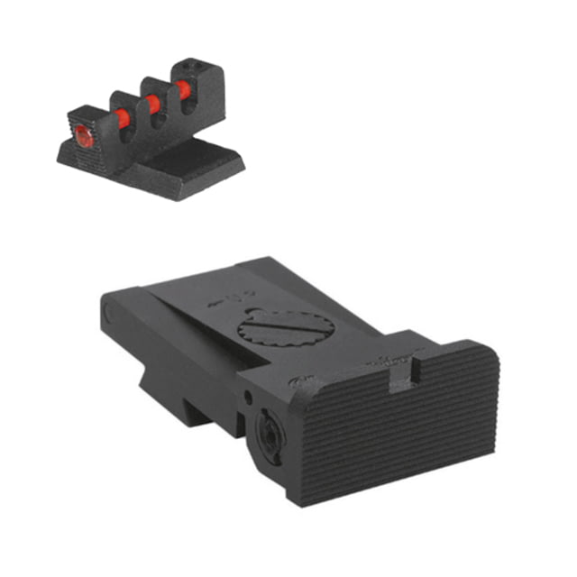 Kensight Bomar BMCS Adjustable Target Fiber Optic Pistol Sight w/Rounded Blade 1911 Rear/Front Black - Kensight