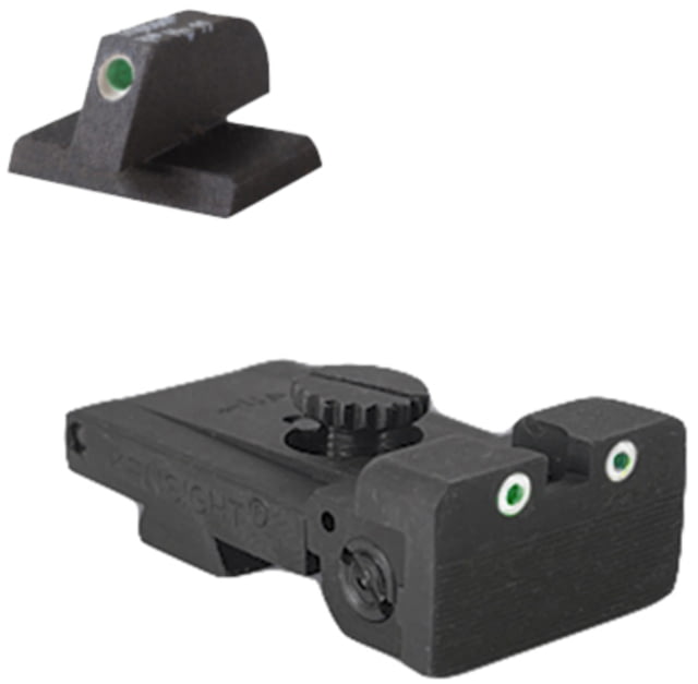 Kensight Bomar BMCS Adjustable Target 1911 Rear Night Sight Set w/ Flat Profile Black - Kensight