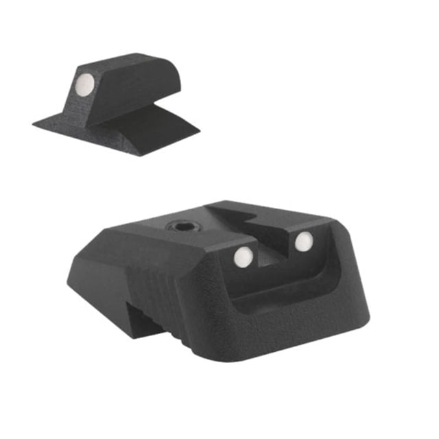 Kensight Countoured DFS Recessed Blade Pistol Sight w/ White Dots 1911 Fixed Rear/Front Black - Kensight