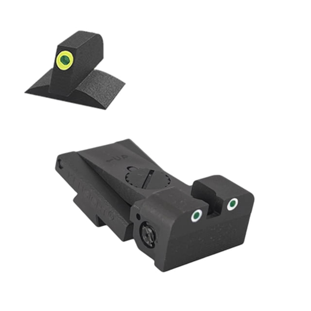 Kensight Bomar BMCS Adjustable Tritium Dot Tritium Pistol Night Sight Front Green Black - Kensight