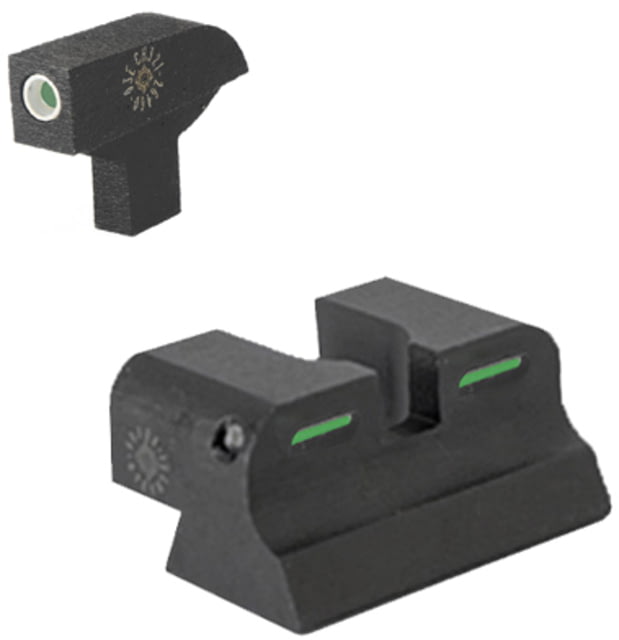 Kensight GI Series Bar-Dot-Bar Tritium Pistol Night Sight Springfield Tenon M1911-A1 Rear/Front Green Black - Kensight