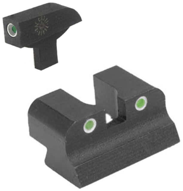 Kensight GI Series Tritium Pistol Night Sight Gov't Model 70 Series Colt Tenon Rear/Front Green Outline Black - Kensight