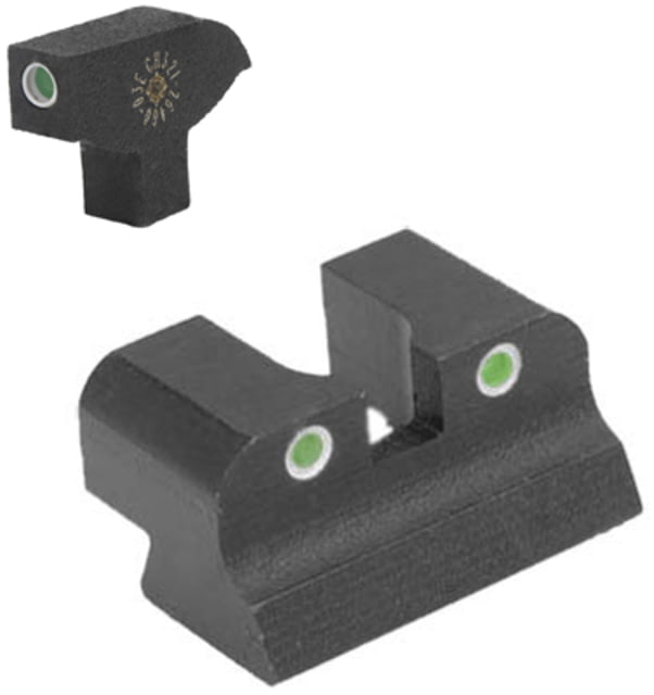 Kensight GI Series Tritium Pistol Night Sight Gov't Model 80 Series Colt Tenon Rear/Front Green Black - Kensight