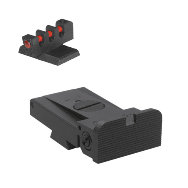 Kensight LPA TRT Rounded Serrated Blade Adjustable Target 1911 Rear Sight Fiber Optic Flat Base Front Sight Black - Kensight
