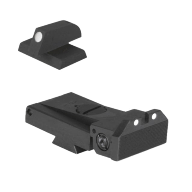 Kensight LPA TRT Dot Beveled Flat Profile Pistol Sight 1911 Rear/Front Arctic White Dot Black - Kensight