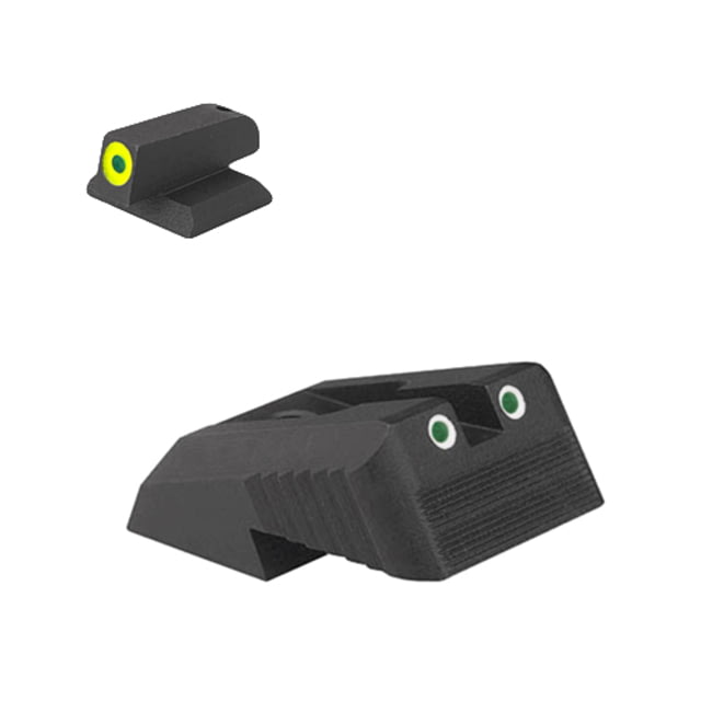 Kensight 860-622 Proglo Contoured Base Tritium Pistol Night Sight w/ Serrated Blade Springfield Rear Front Black Green Black - Kensight