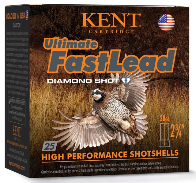 Kent Cartridge America Kent Ultimate FastLead Upland Shotshell 28ga 2-3/4 7/8oz 1300 Fps #6 25/ct t Cartridge America Kent Ultimate FastLead Upland Shotshell 28ga 2-3/4 7/8oz 1300 Fps #6 25/ct Ammo