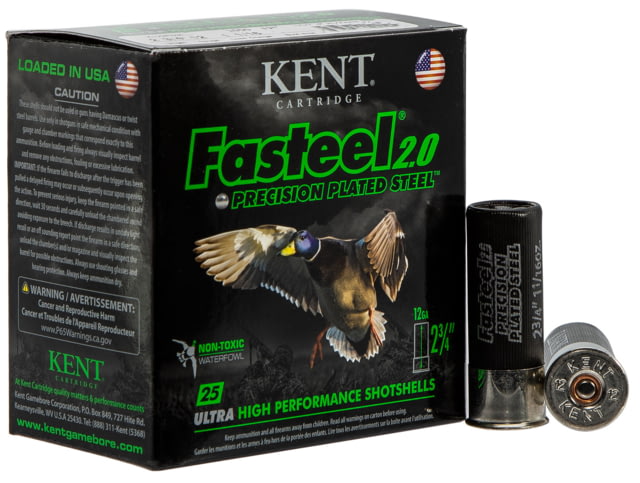 Kent Cartridge Fasteel 2.0 12 Gauge 1-1/16oz 2.75in 3 Shot Shotgun Ammo 25 Rounds