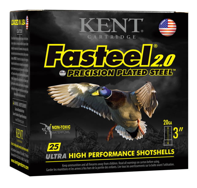 Kent Cartridge Fasteel 2.0 20 Gauge 7/8 Oz 3in 3 Shot Shotgun Ammo 25 Rounds
