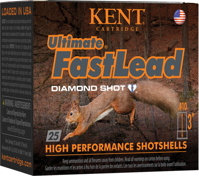 Kent Cartridge Ultimate FastLead Upland Load .410 Gauge 11/16oz 3in Shotgun Ammo #7.5 25 Rounds 1102662 - Kent Cartridge