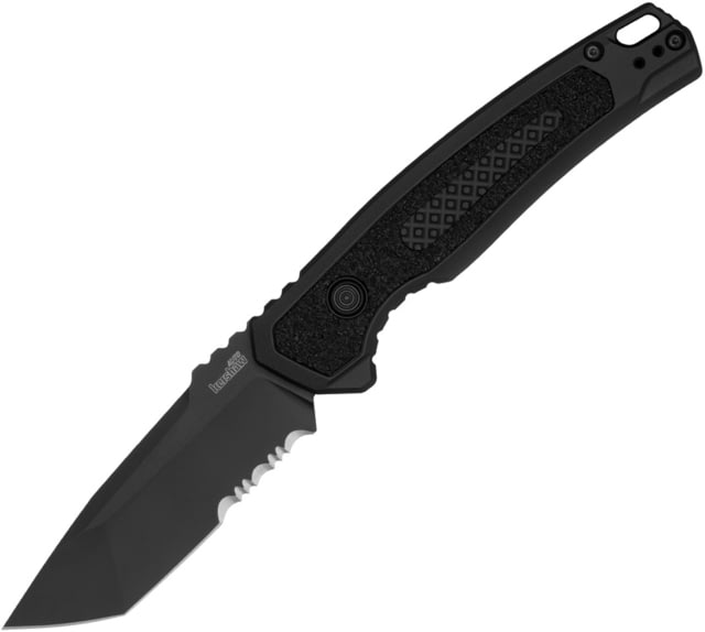 Kershaw Launch 16 Button Lock Auto Folding Knife 3.45in CPM M4 Black Tanto Blade Black 6061-T6 aluminum Handle - Kershaw