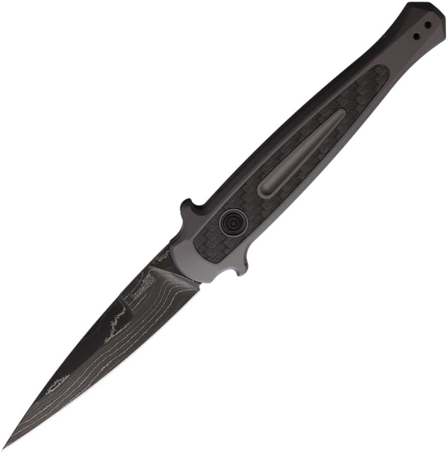 Kershaw Auto Launch 8 Button Lock Automatic Folding Knife 3.5in Damascus Steel Spear Point Blade Aluminum Black Handle - Kershaw
