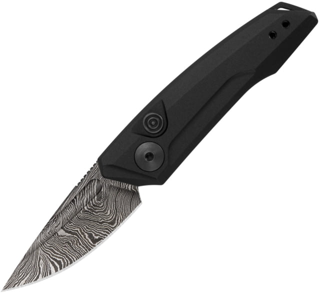 Kershaw Auto Launch 9 Button Lock Automatic Folding Knife 2 in Damascus Steel Drop Point Blade Aluminum Black Handle - Kershaw