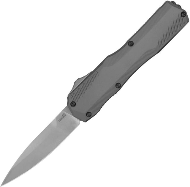 Kershaw Livewire OTF 3.3in Automatic Folding Knife by Matt Diskin 3.3in CPM MagnaCut Stonewash Spear Point Blade Gray Aluminum Handle