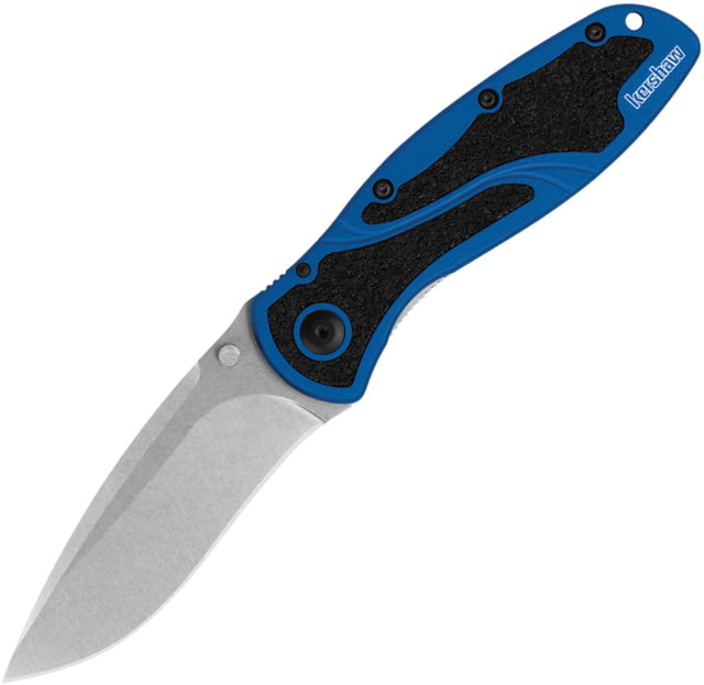 Kershaw Blur Linerlock A/O Magna Cut Folding Knife 3.5in Stonewash MagnaCut Steel Blade Blue Aluminum Handle - Kershaw Knives
