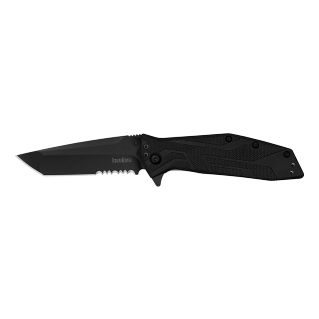 Kershaw Brawler 3in Assisted Opening Folding Knife Tanto 8Cr13MoV Blade Steel 7.1in OAL Liner Lock Black Oxide Finish Black Glass Filled Nylon Handle