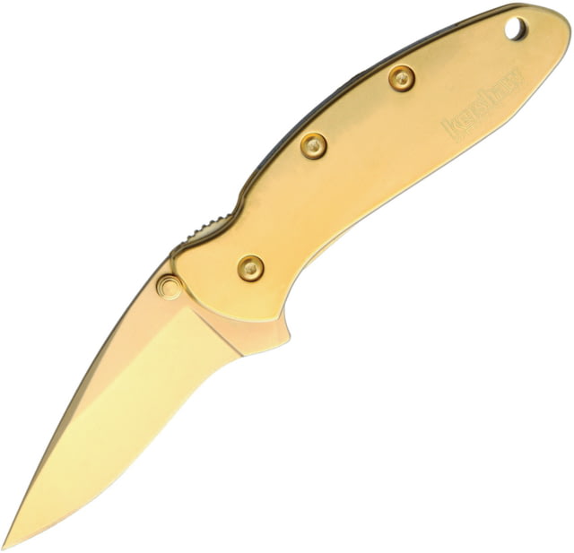 Kershaw Chive Framelock A/O Gold Folding Knife 2" gold DLC coated 420HC stainless blade Gold DLC coated stainless handle - Kershaw Knives