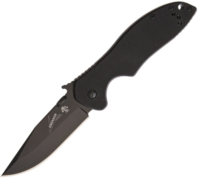 Kershaw Emerson CQC-6K Framelock Folding Knife 3.25in Black 8Cr14Mov SS Modified Drop Point Wave Feature Textured Black G-10 Front Handle And 410 Bead - Kershaw
