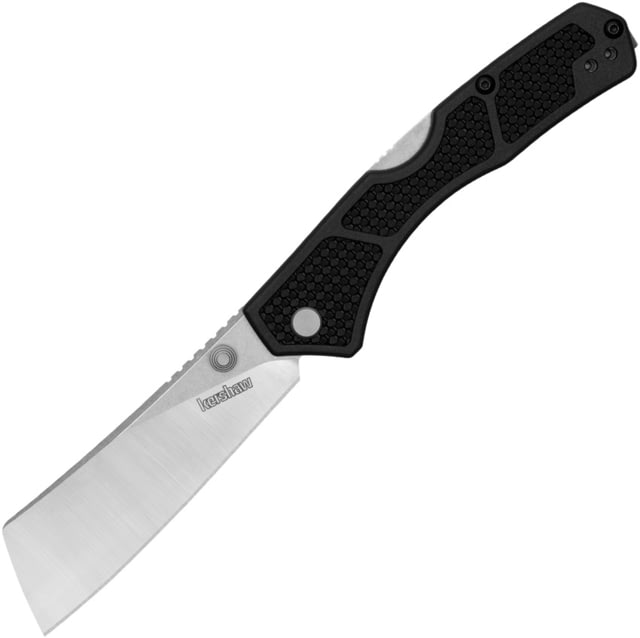 Kershaw Hatch Folding Knife 3.15in D2 Stonewashed Cleaver Blade Black GFN Handle - Kershaw