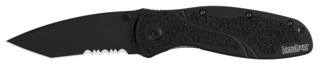 Kershaw Blur Tanto Assisted Folding Knife 3.4in 14C28N Black Serrated Tanto Blade Black 6061-T6 Aluminum/Trac-Tec Handle