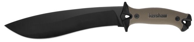 Kershaw Camp 10 Tan Fixed Blade Knife 10in 65Mn Recurve Blade Full Tang/Glass-Filled Nylon Handle