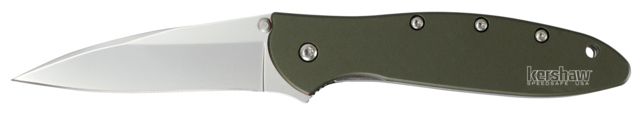 Kershaw Leek Assisted Folding Knife 3in 14C28N Drop Point Blade Olive 6061-T6 Aluminum Handle