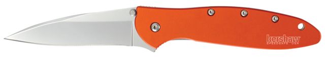 Kershaw Leek Assisted Folding Knife 3in 14C28N Drop Point Blade Orange 6061-T6 Aluminum Handle Box